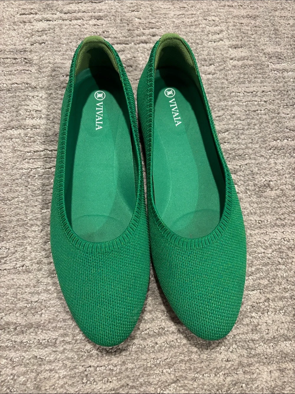 Vivaia Green Knit Ballet Flats — Comfortable Everyday Women’s Shoes size 39.5